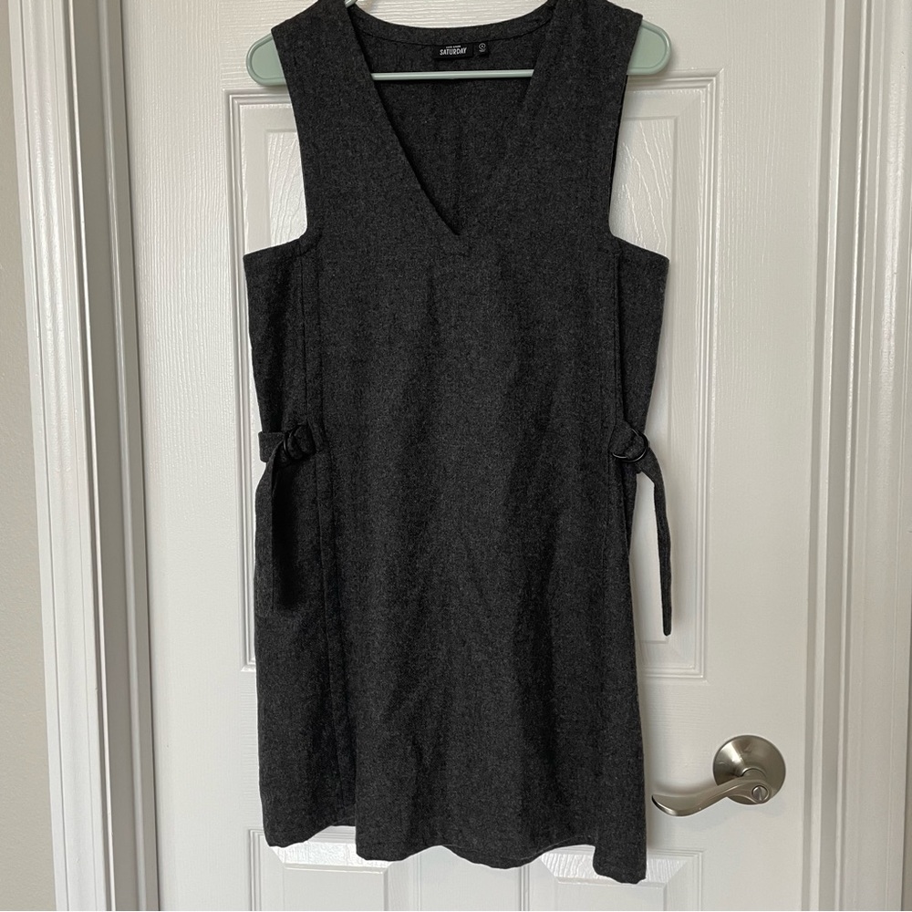 Kate Spade Saturday Grey Dress Wool Blend Side Buckles Size Small